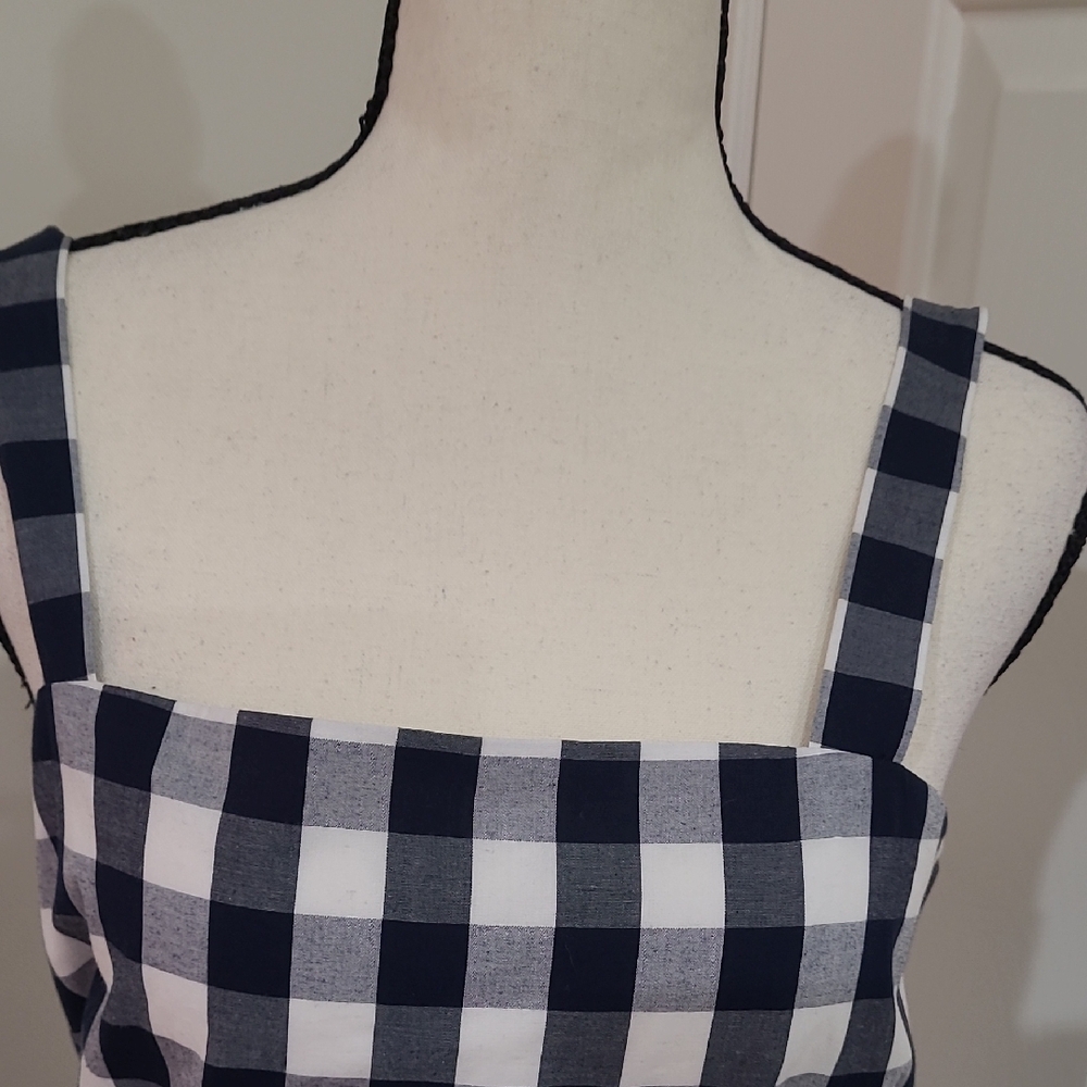J. Crew Navy and White Gingham Maxi Dress - Picture 4 of 9
